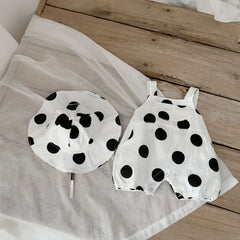 Polka Pop Baby Boys and Girls Jumpsuit with Hat – Soft Cotton Unisex Outfit