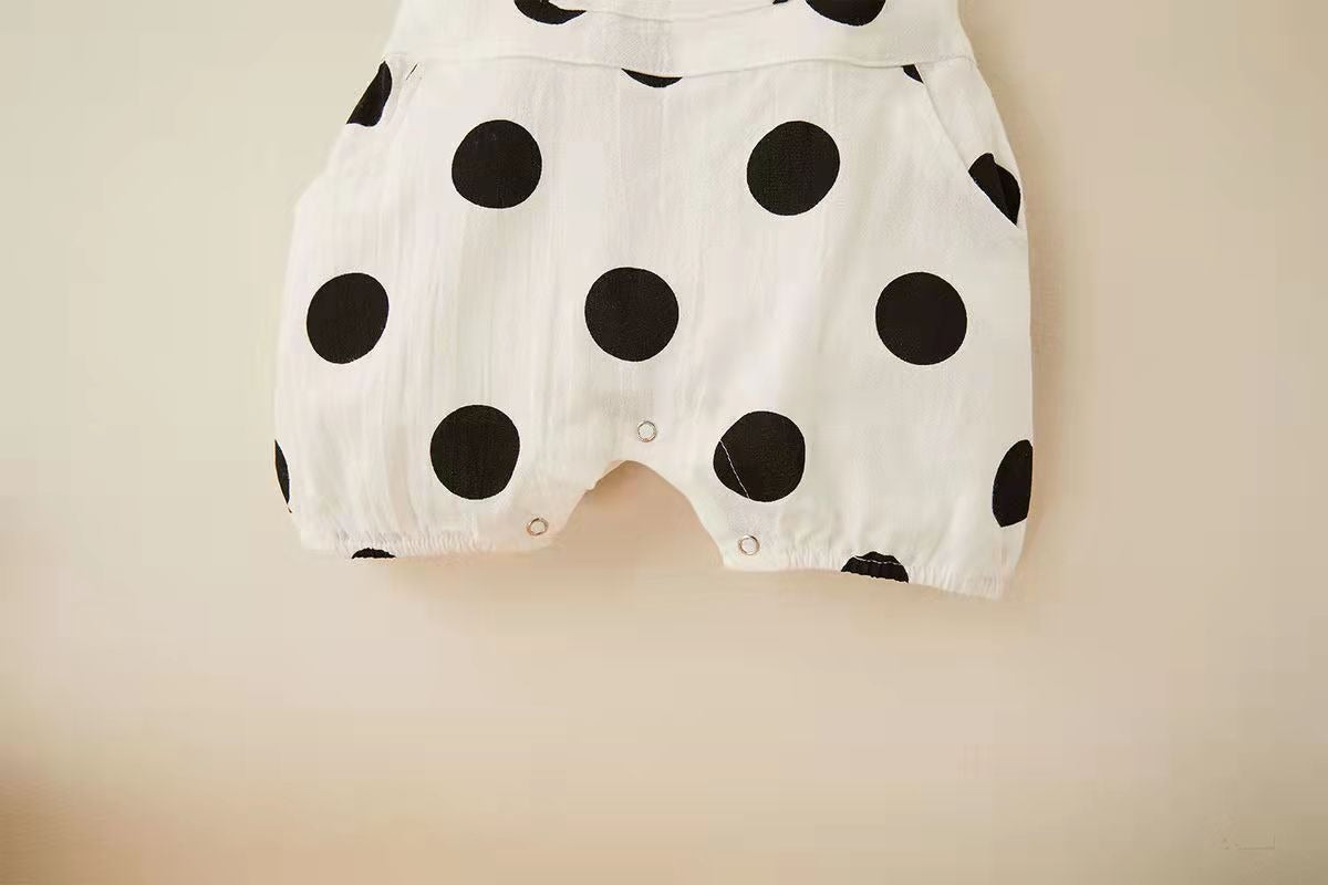 Polka Pop Baby Boys and Girls Jumpsuit with Hat – Soft Cotton Unisex Outfit