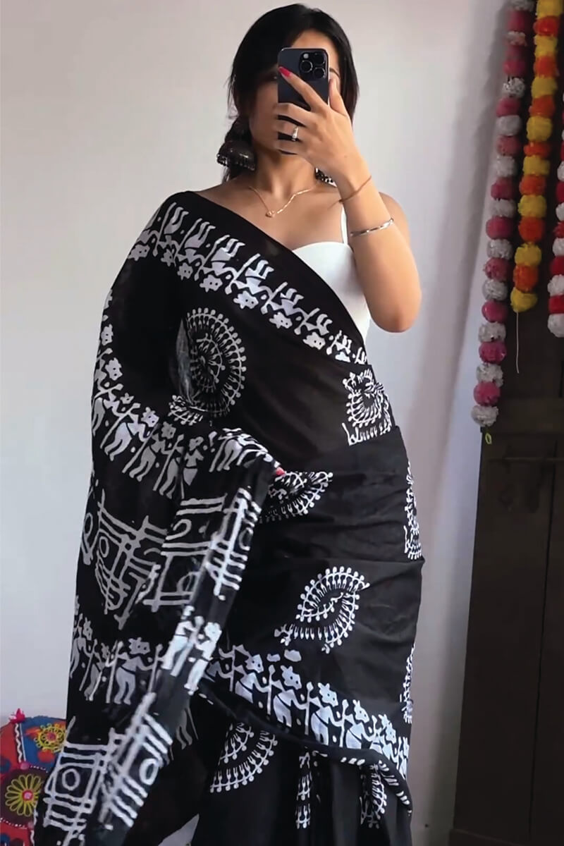 Black Cotton Sarees