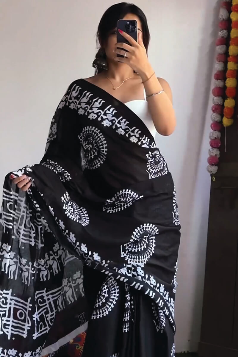 Black Cotton Sarees