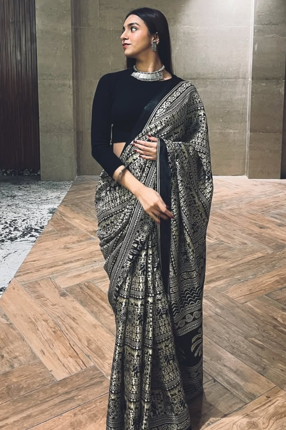 Ready-to-Wear Digital Printed Crape Silk Saree