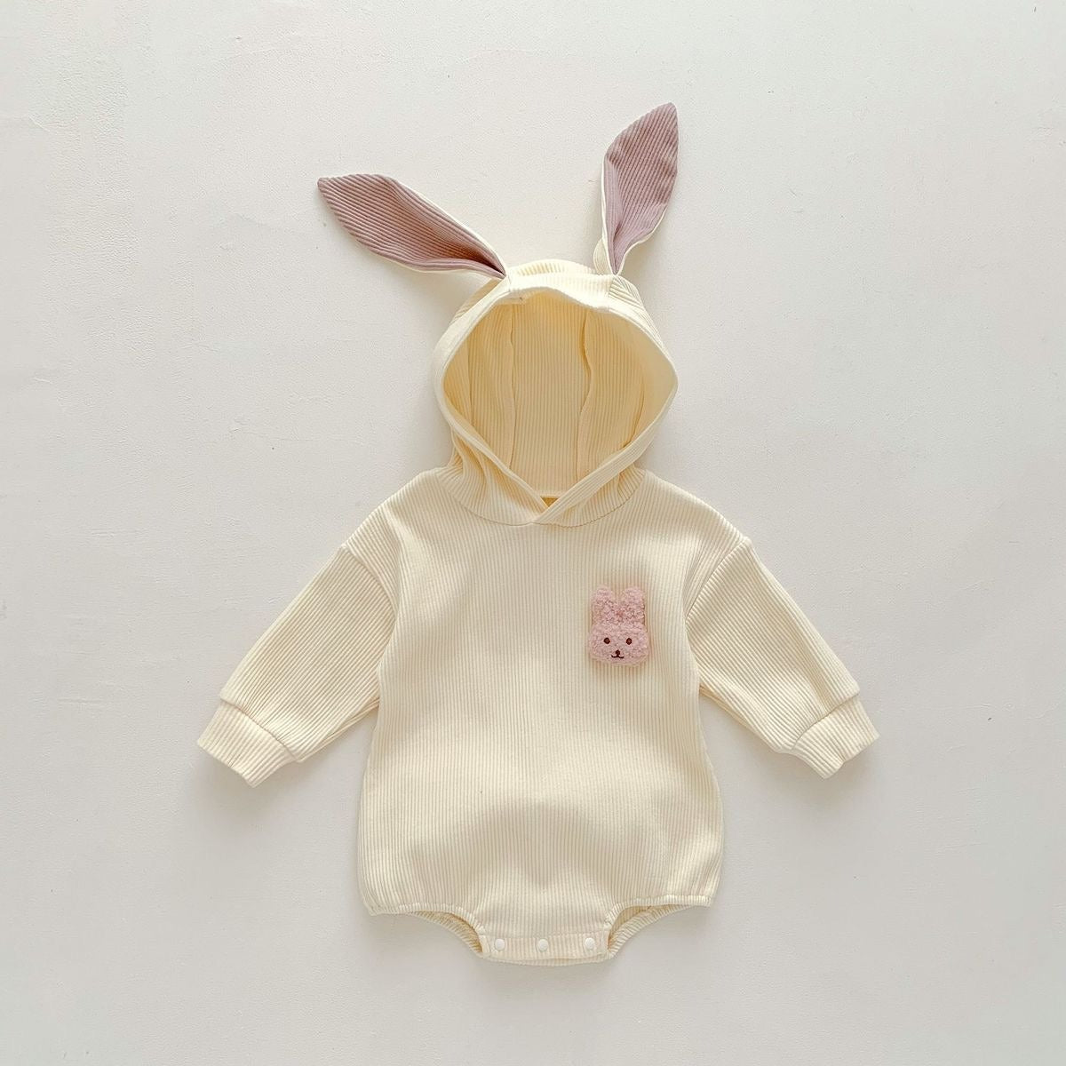 Rabbit Tail Hooded Baby Onesie – Unisex Cotton Blend Jumpsuit for Boys and Girls