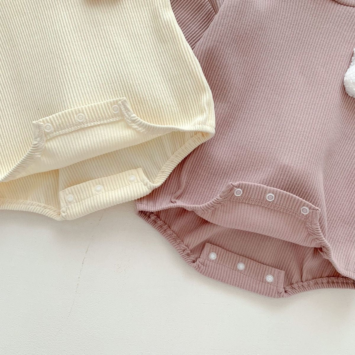 Rabbit Tail Hooded Baby Onesie – Unisex Cotton Blend Jumpsuit for Boys and Girls