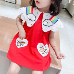 Rainbow Dreams Girls Dress – Soft Cotton Colorful Outfit