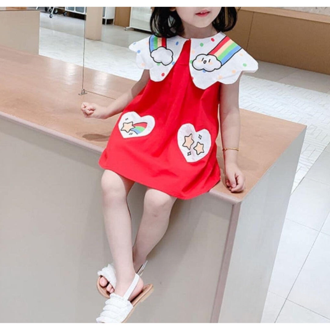 Rainbow Dreams Girls Dress – Soft Cotton Colorful Outfit