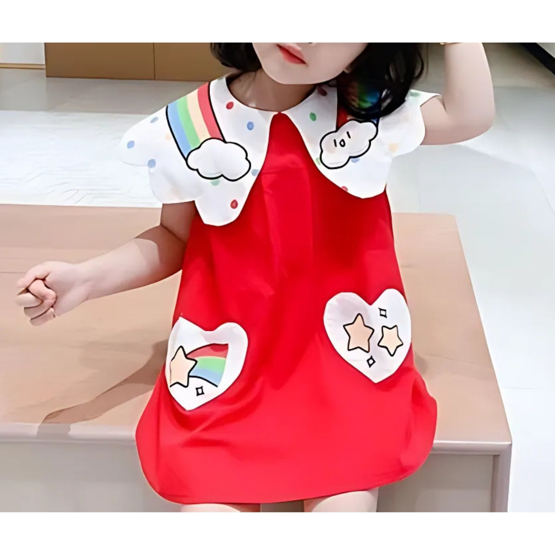 Rainbow Dreams Girls Dress – Soft Cotton Colorful Outfit