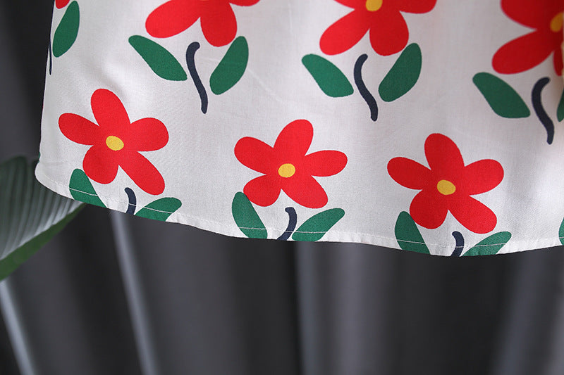 Red Flower Girls Dress with Sling – Soft Cotton Summer Outfit
