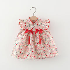 Red Japanese Style Girls Dress – Soft Cotton Outfit