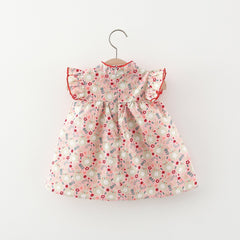 Red Japanese Style Girls Dress – Soft Cotton Outfit