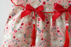 Red Japanese Style Girls Dress – Soft Cotton Outfit