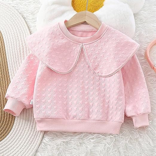 Ruffle Patterned Neck Girls Top – Soft Wool Blend Winter Wear for Kids