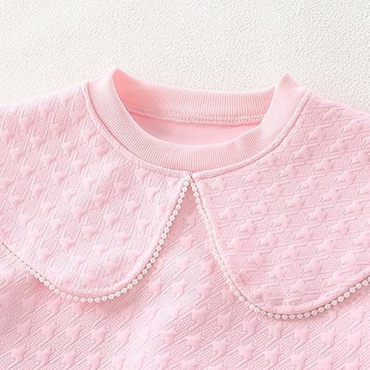 Ruffle Patterned Neck Girls Top – Soft Wool Blend Winter Wear for Kids