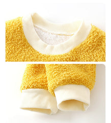 Mustard Bear Boys and Girls Top – Cozy Cotton Blend Fleece-Lined Winter Wear