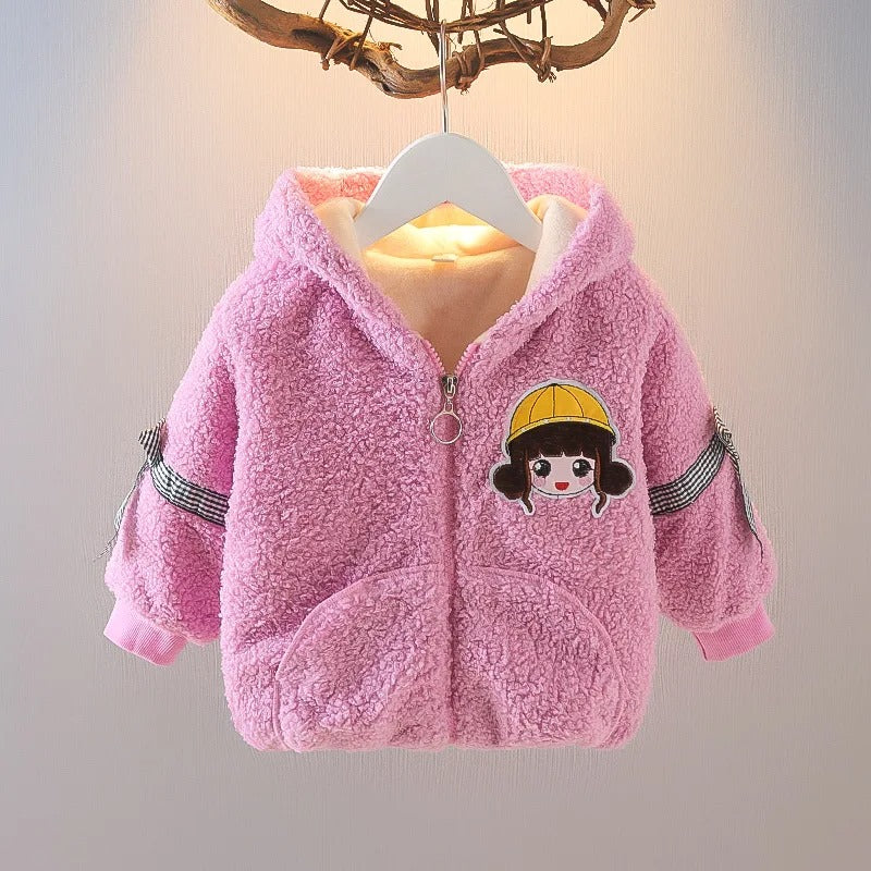 Little Girls Cute Back Hooded Zipper Cotton Blend Top – Stylish and Comfortable Outerwear