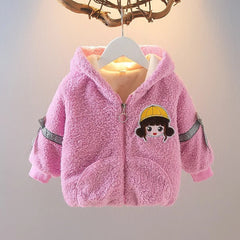 Little Girls Cute Back Hooded Zipper Cotton Blend Top – Stylish and Comfortable Outerwear