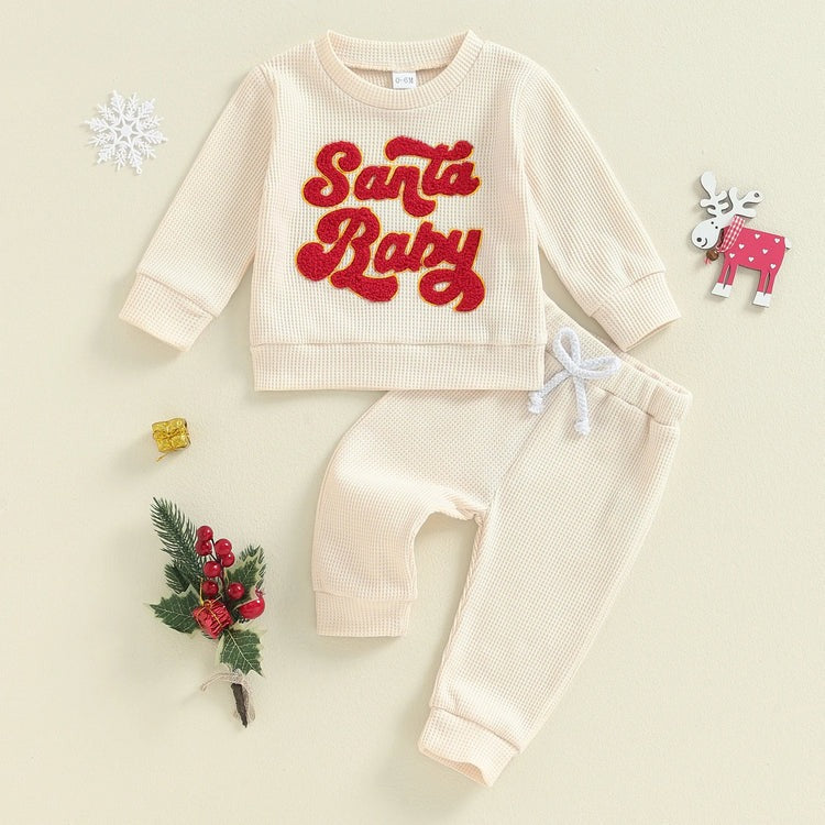 Santa Baby Boys & Girls Comfy Co-ord Set – Soft Cotton Blend Christmas Outfit
