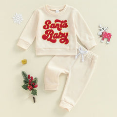 Santa Baby Boys & Girls Comfy Co-ord Set – Soft Cotton Blend Christmas Outfit