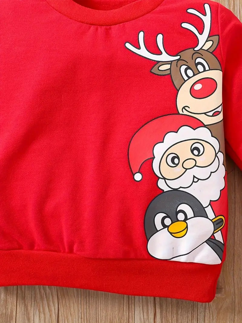 Santa Squad Boys Christmas Set – Festive Cotton Blend Holiday Outfit for Kids