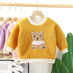 Mustard Bear Boys and Girls Top – Cozy Cotton Blend Fleece-Lined Winter Wear