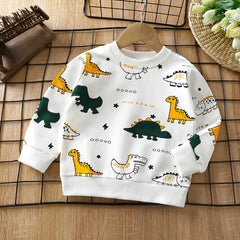 Little Jurassic Joy Boys and Girls Cotton Blend T-Shirt – Fun Dinosaur Print Casual Wear