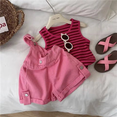 Classy Jumpsuit Style Girls Two-Piece Cotton Set – Comfortable Kids Outfit