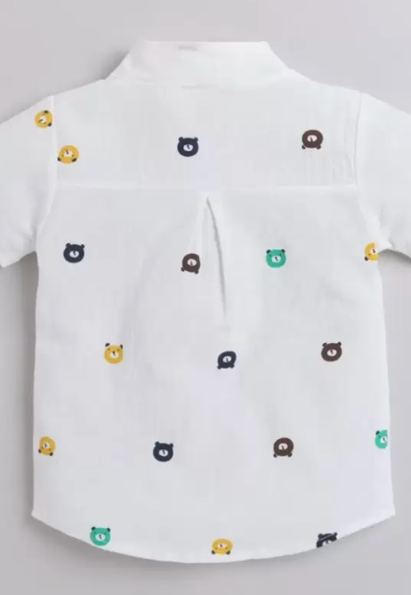 White Bear Printed Boys Set – Soft Cotton Kids Outfit for Play and Outings