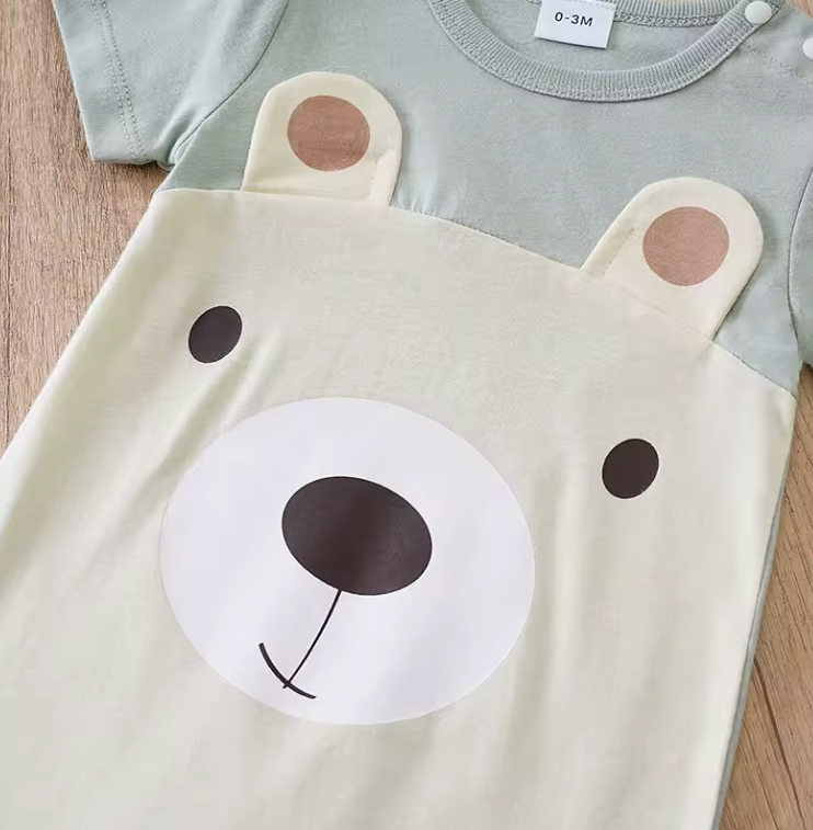 Wonder Baby Bear Romper – Soft Cotton Unisex Outfit for Boys & Girls