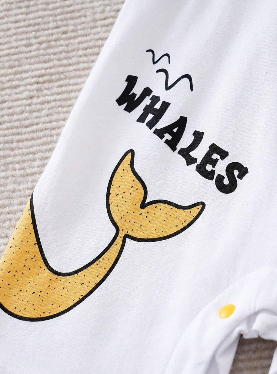 Little Ocean Whale Baby Boys and Girls Cotton Romper – Soft Unisex Infant Jumpsuit