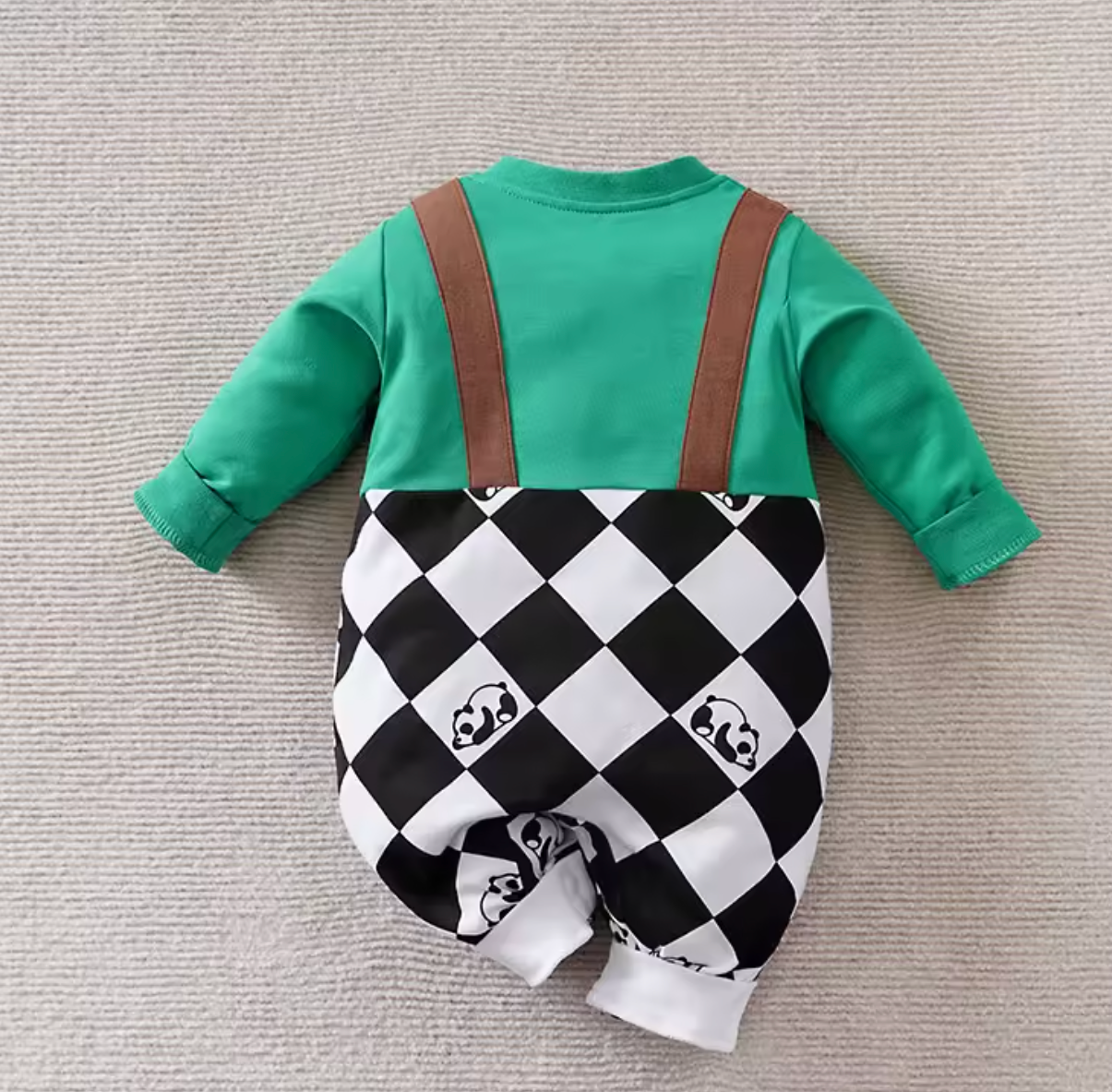 Chubby Panda Criss-Cross Baby Romper for Boys – Soft Cotton