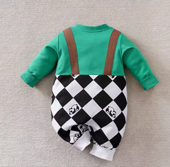 Chubby Panda Criss-Cross Baby Romper for Boys – Soft Cotton
