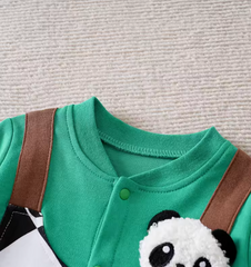 Chubby Panda Criss-Cross Baby Romper for Boys – Soft Cotton