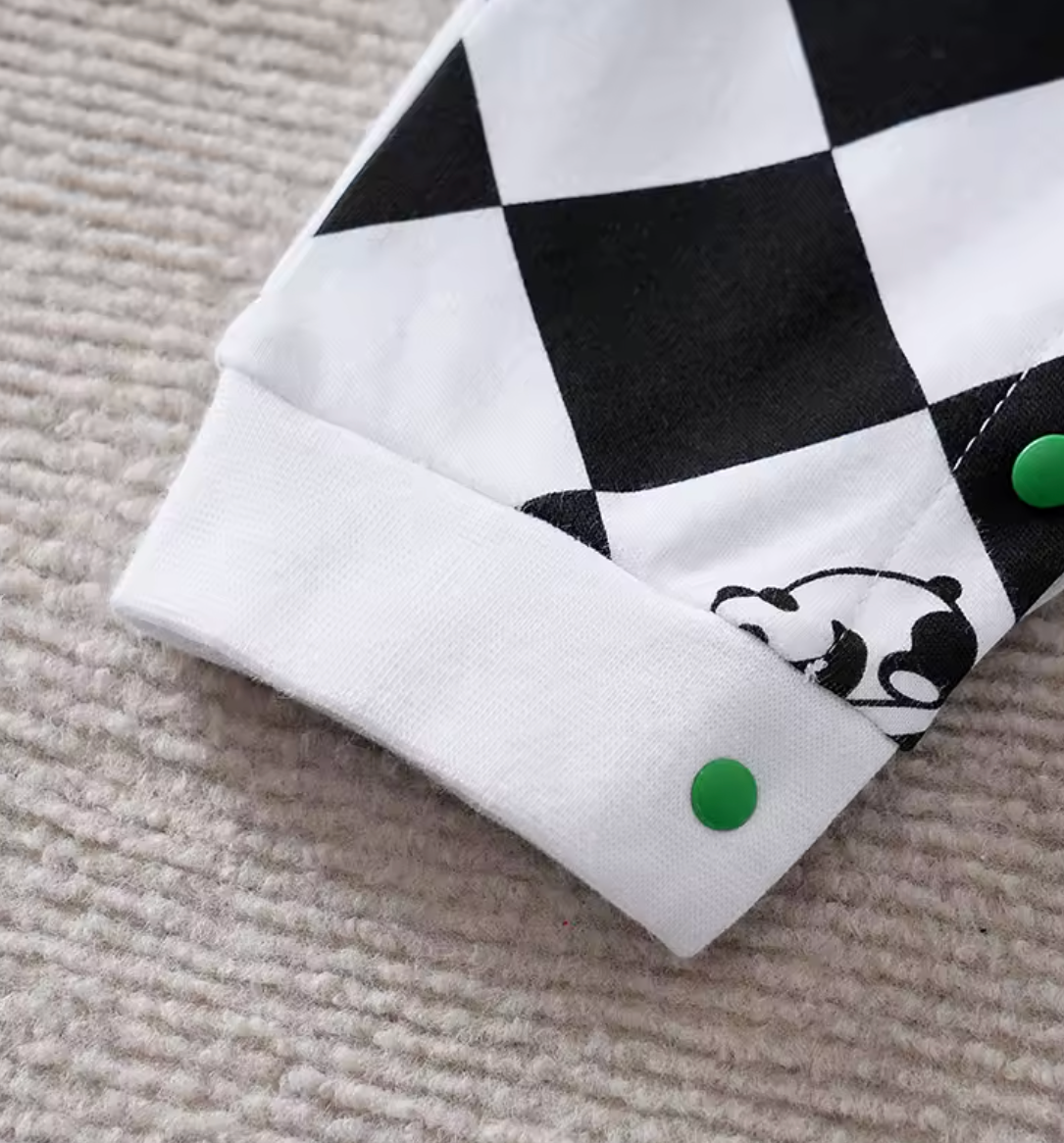 Chubby Panda Criss-Cross Baby Romper for Boys – Soft Cotton