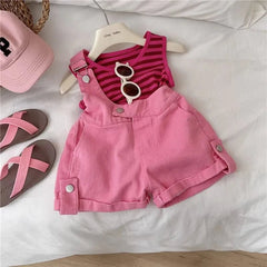Classy Jumpsuit Style Girls Two-Piece Cotton Set – Comfortable Kids Outfit