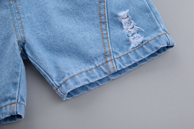 Never Tired T-shirt and Denim Bottom Set – Casual Cotton Outfit for Boys