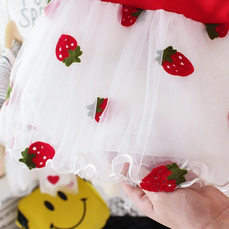 Baby Girls Strawberry Dress – Soft Cotton Outfit