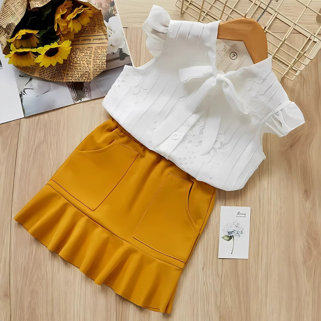 Semi-Formal Girls Two Piece Set – Cotton Blend Outfit for Parties & Casual Wear