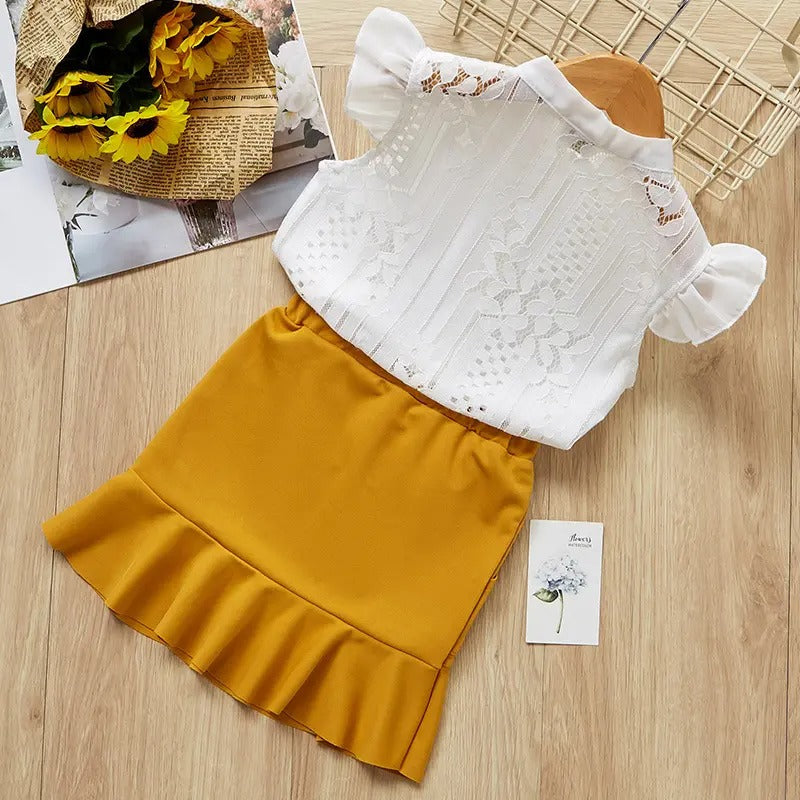 Semi-Formal Girls Two Piece Set – Cotton Blend Outfit for Parties & Casual Wear