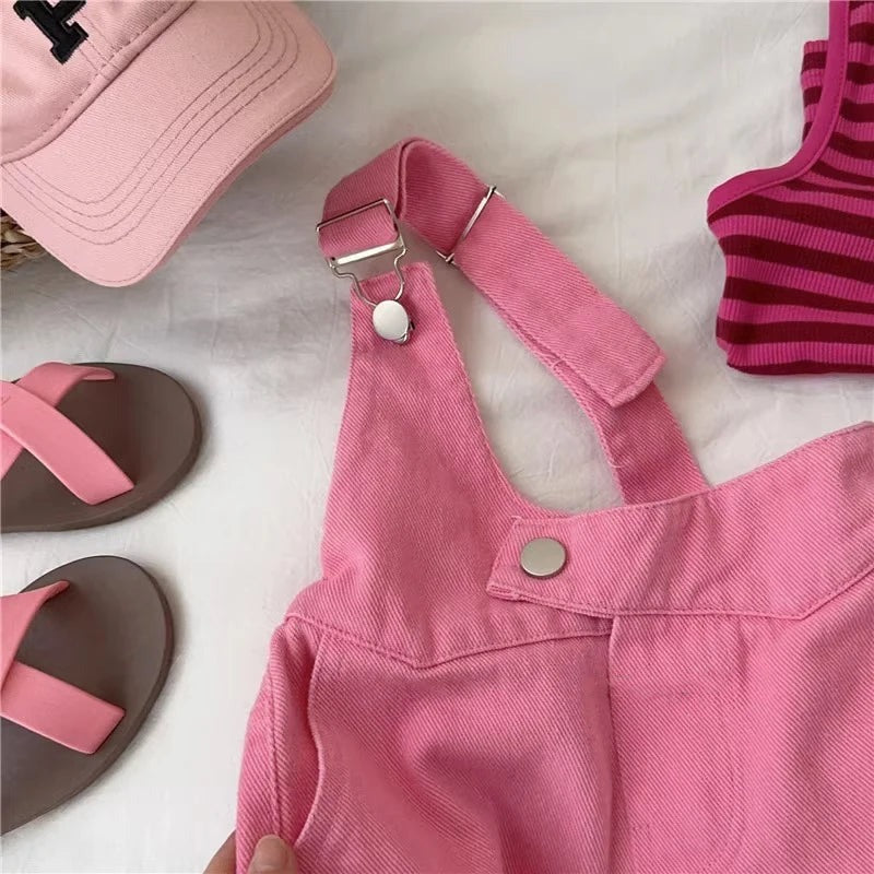 Classy Jumpsuit Style Girls Two-Piece Cotton Set – Comfortable Kids Outfit