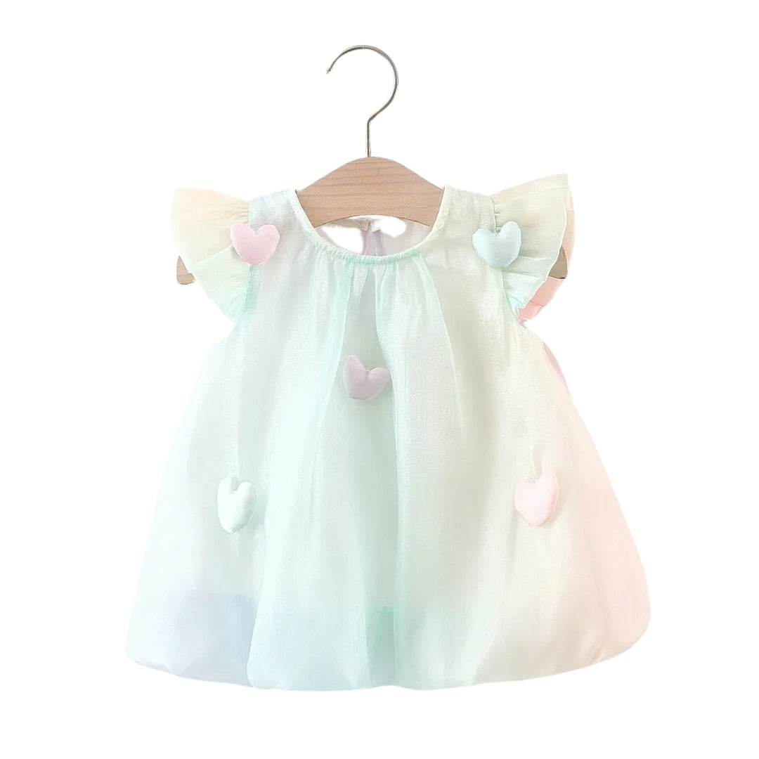 Shaded 3D Hearts Girls Dress – Cotton Party Wear