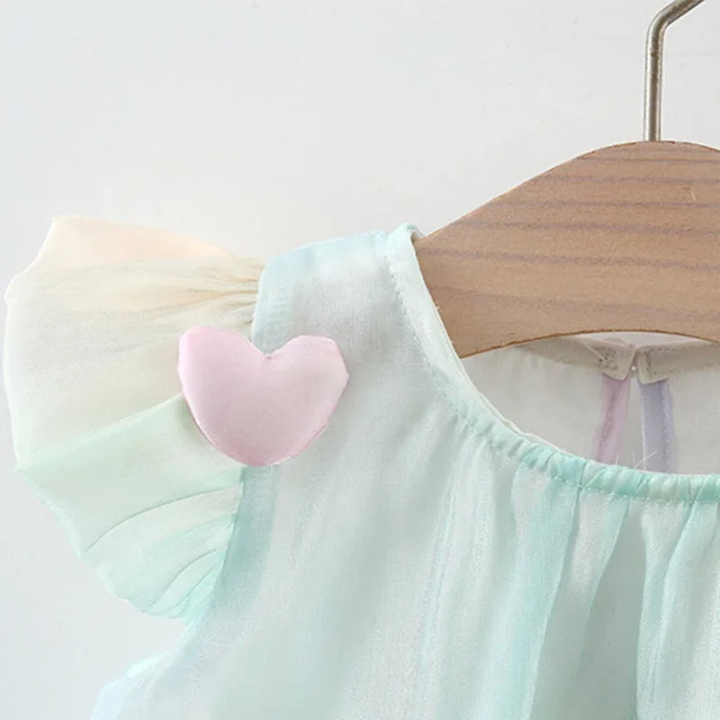 Shaded 3D Hearts Girls Dress – Cotton Party Wear