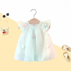 Shaded 3D Hearts Girls Dress – Cotton Party Wear