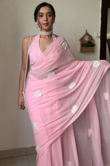 Pink Georgette Saree