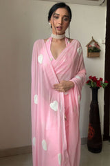 Pink Georgette Saree