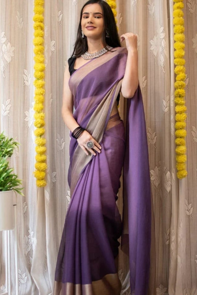 Lavender Chiffon Silk Saree