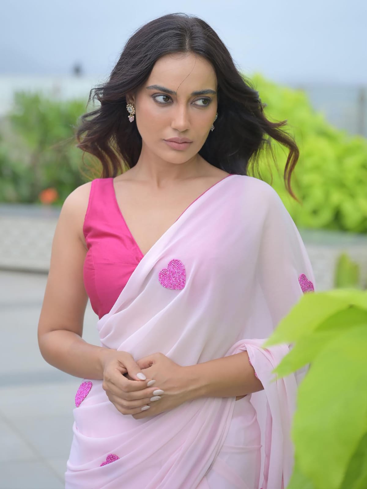 Elegant Ready To Wear Pink Georgette Silk Saree