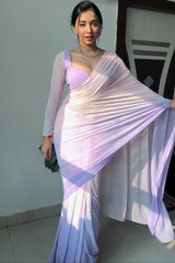 Lavender and Pink Georgette Saree