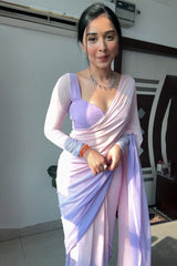 Lavender and Pink Georgette Saree