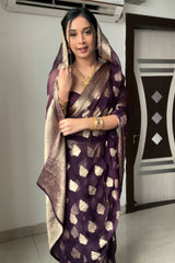 Dark Purple Cotton Silk Saree