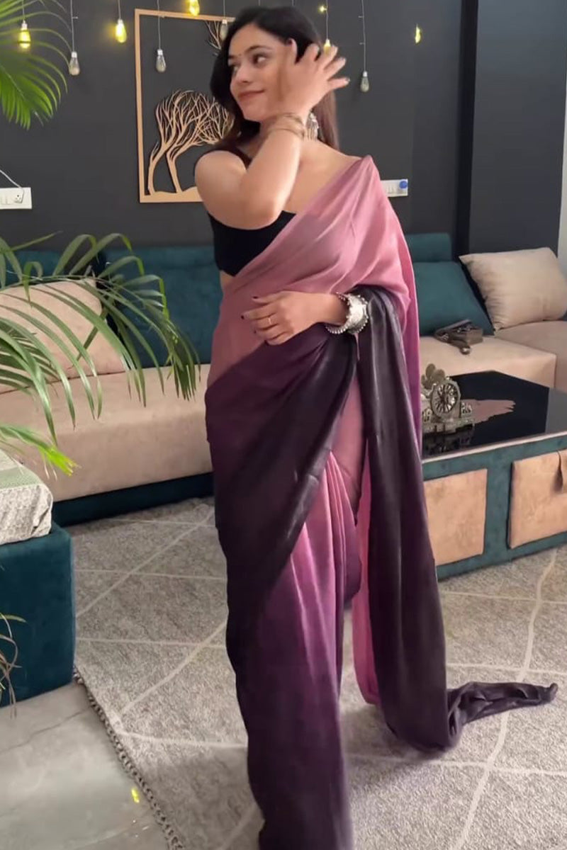 Peach and Wine Georgette Saree