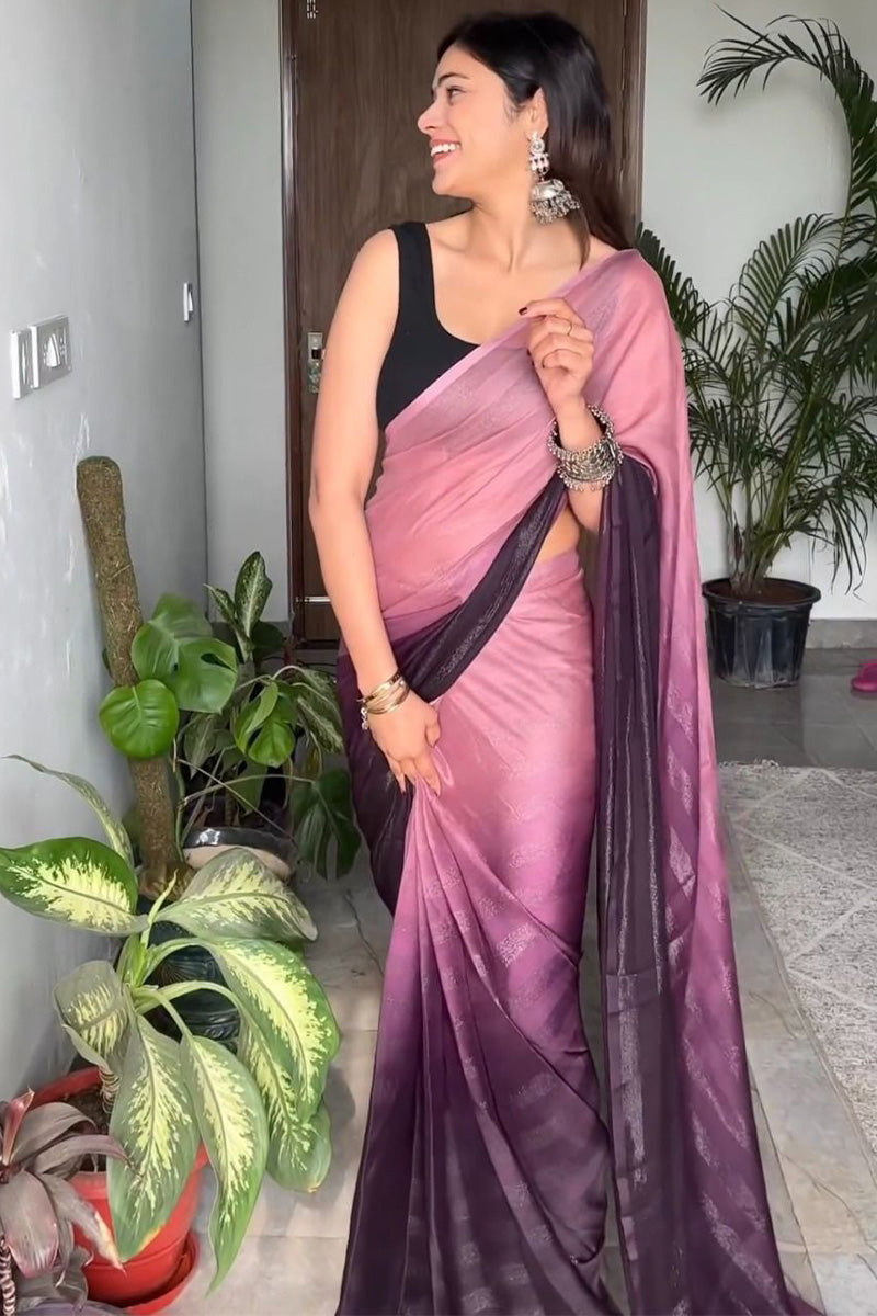 Peach and Wine Georgette Saree